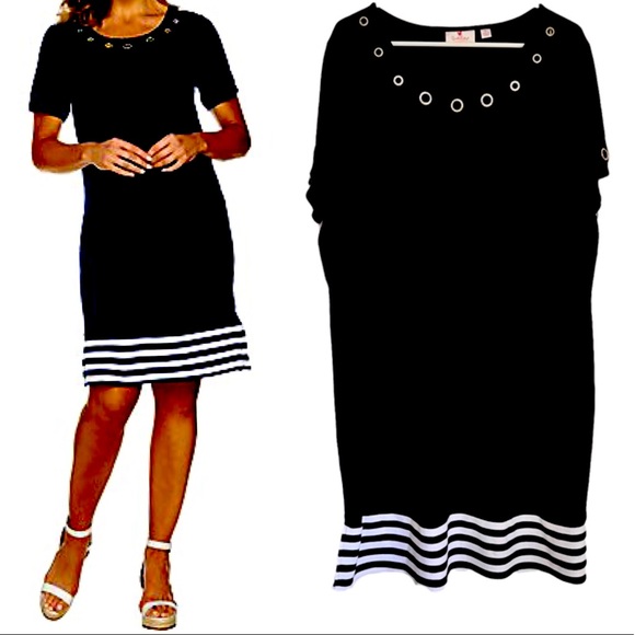 Quacker Factory Dresses & Skirts - Quacker Factory by Jeanne Bice Comfy Black Casual Dress Lounge Beach Cover Up XL